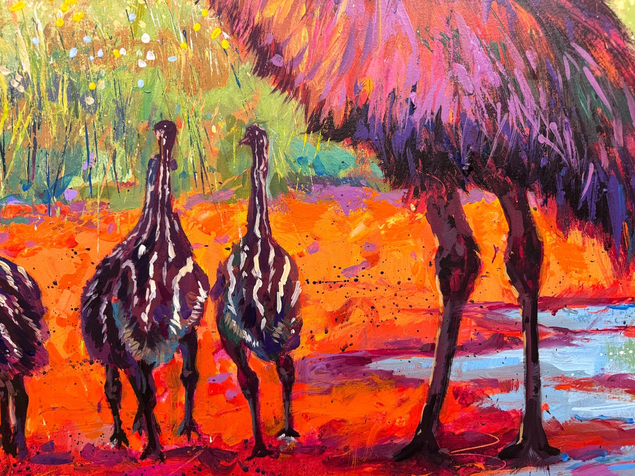 Father Emu with Chicks