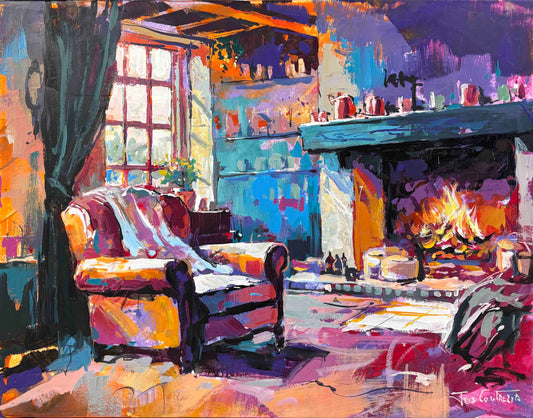 Interior - Fireside Glow -- Reproduction Print